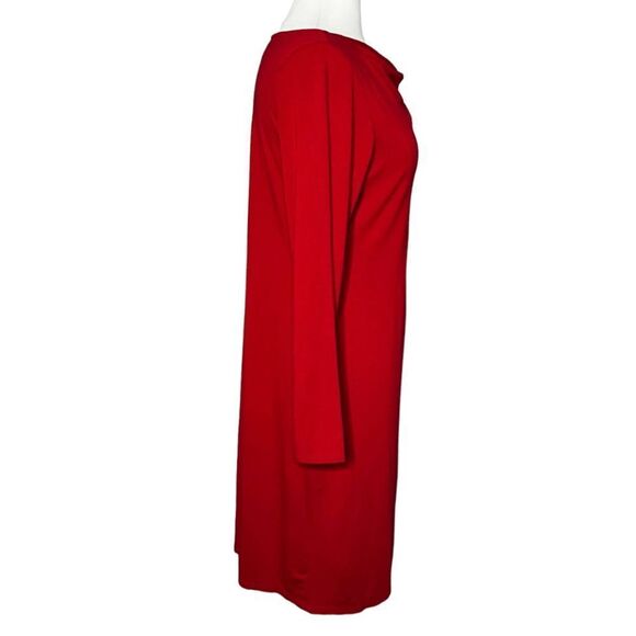 J. JILL Wearever Collection Stretch Rayon Knit Draped Neck Red Sheath Dress - Picture 5 of 7